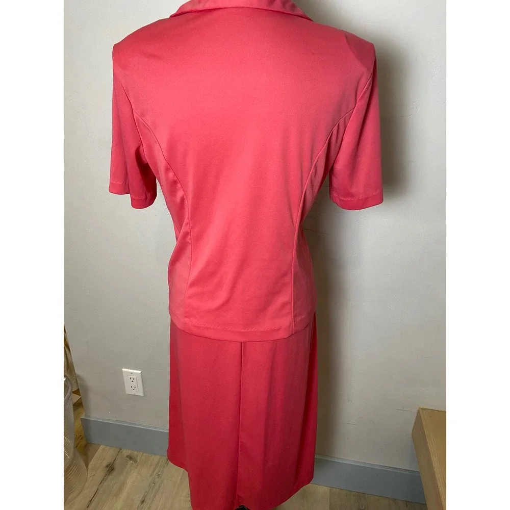 Vintage 70s Blair Pink Skirt Set Two Piece Dagger Collar Soft Midi Skirt S/M